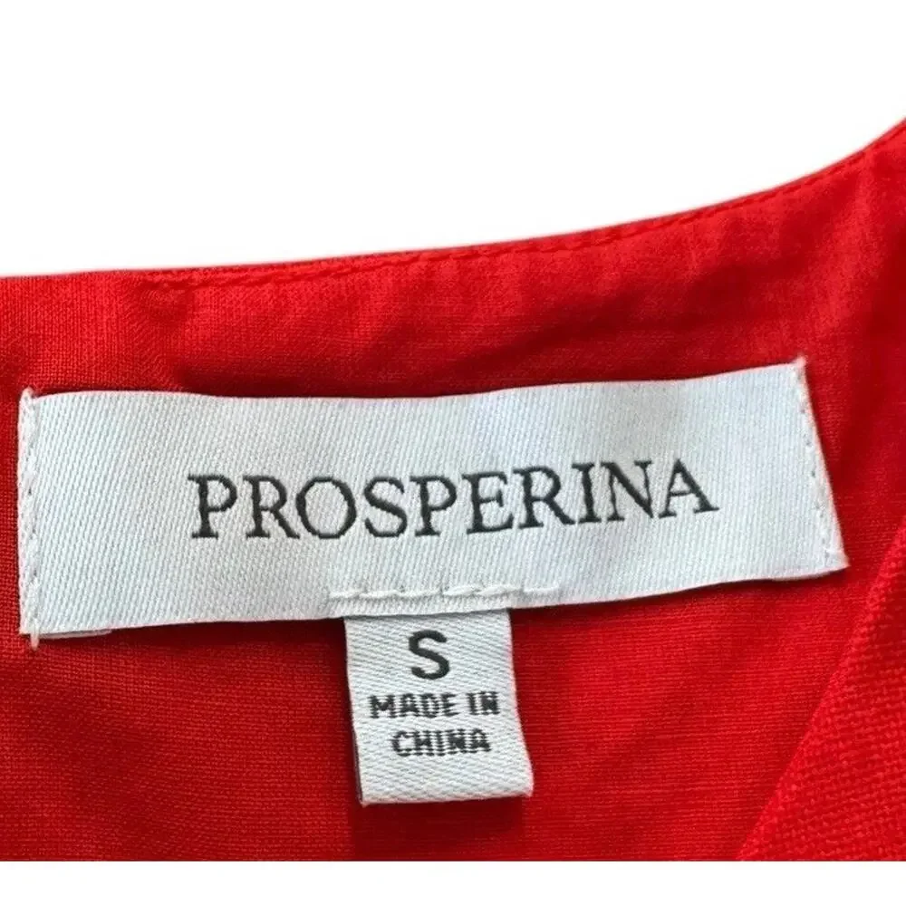 Prosperina Gigi Red Ric Rac Cotton Shift Mini Dress size Small - Picture 5 of 14